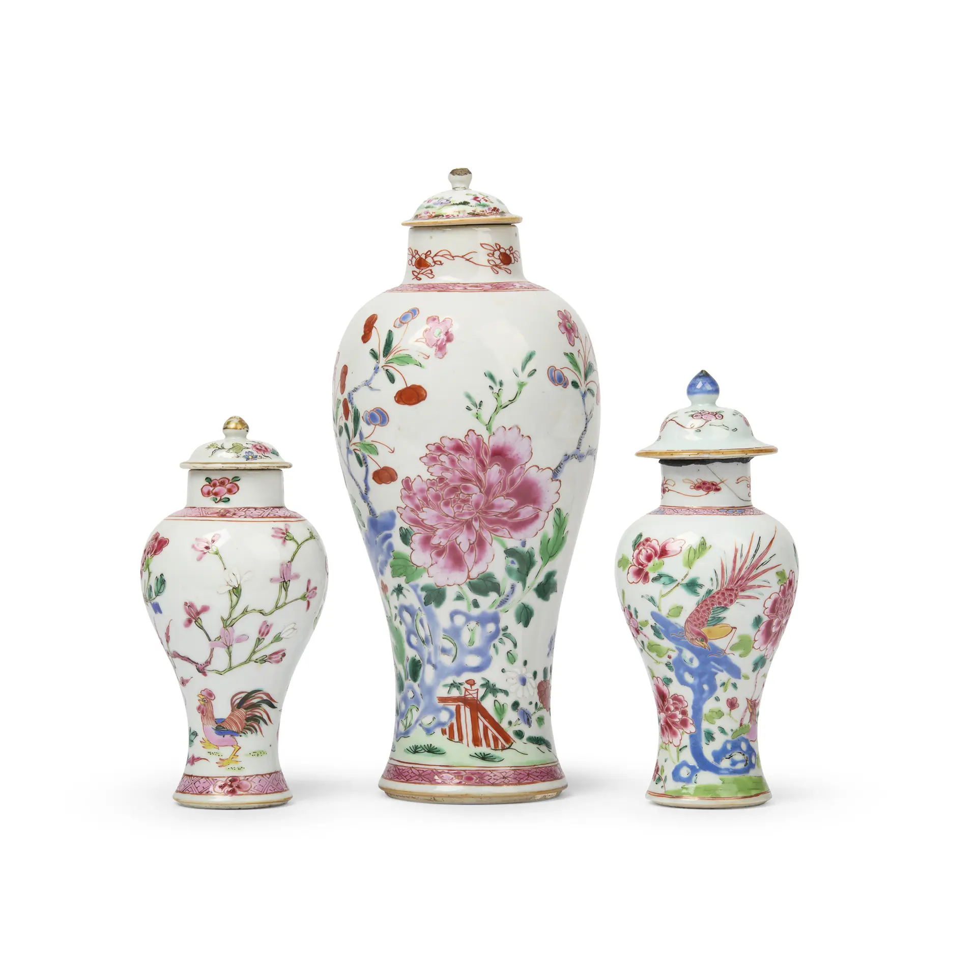 [PRIVATE SCOTTISH COLLECTION, EDINBURGH] GROUP OF THREE CHINESE FAMILLE