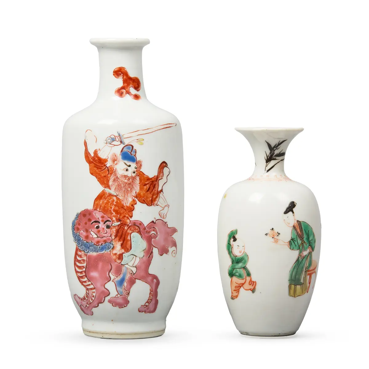 [PRIVATE SCOTTISH COLLECTION, EDINBURGH] TWO CHINESE PORCELAIN 'FIGURAL' VASES