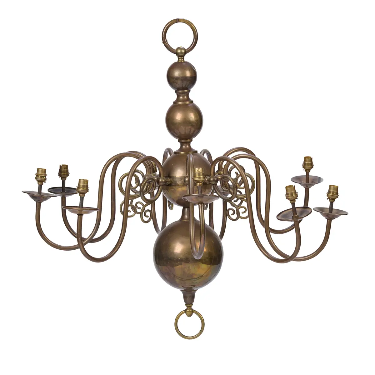 DUTCH STYLE BRASS EIGHT BRANCH CANDELABRA