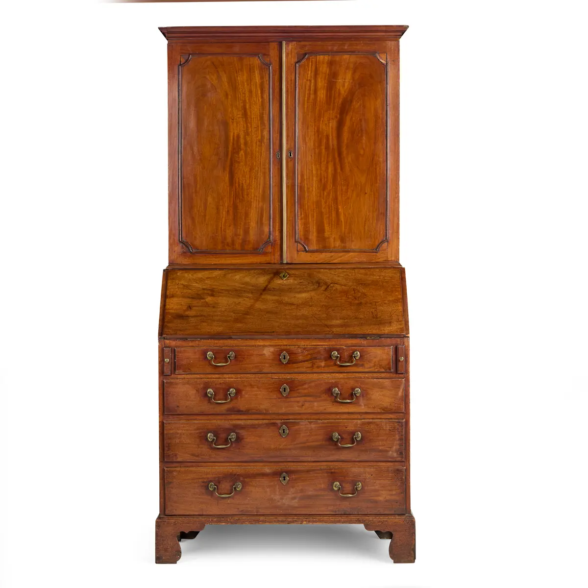 GEORGE III MAHOGANY BUREAU BOOKCASE