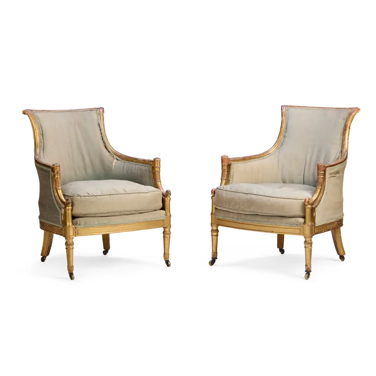 PAIR OF GEORGE III GILTWOOD BERGERES