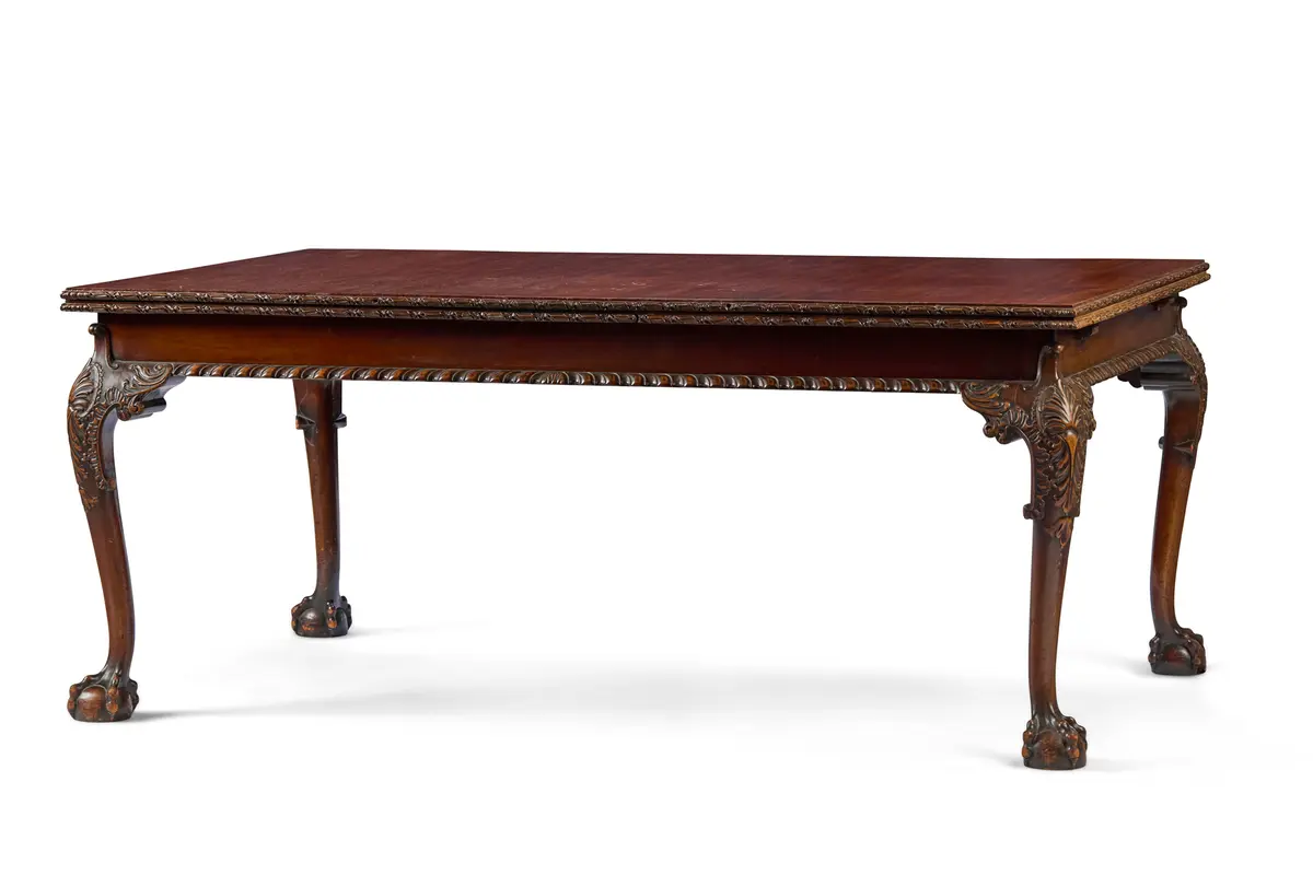 GEORGIAN STYLE MAHOGANY DRAW-LEAF DINING TABLE