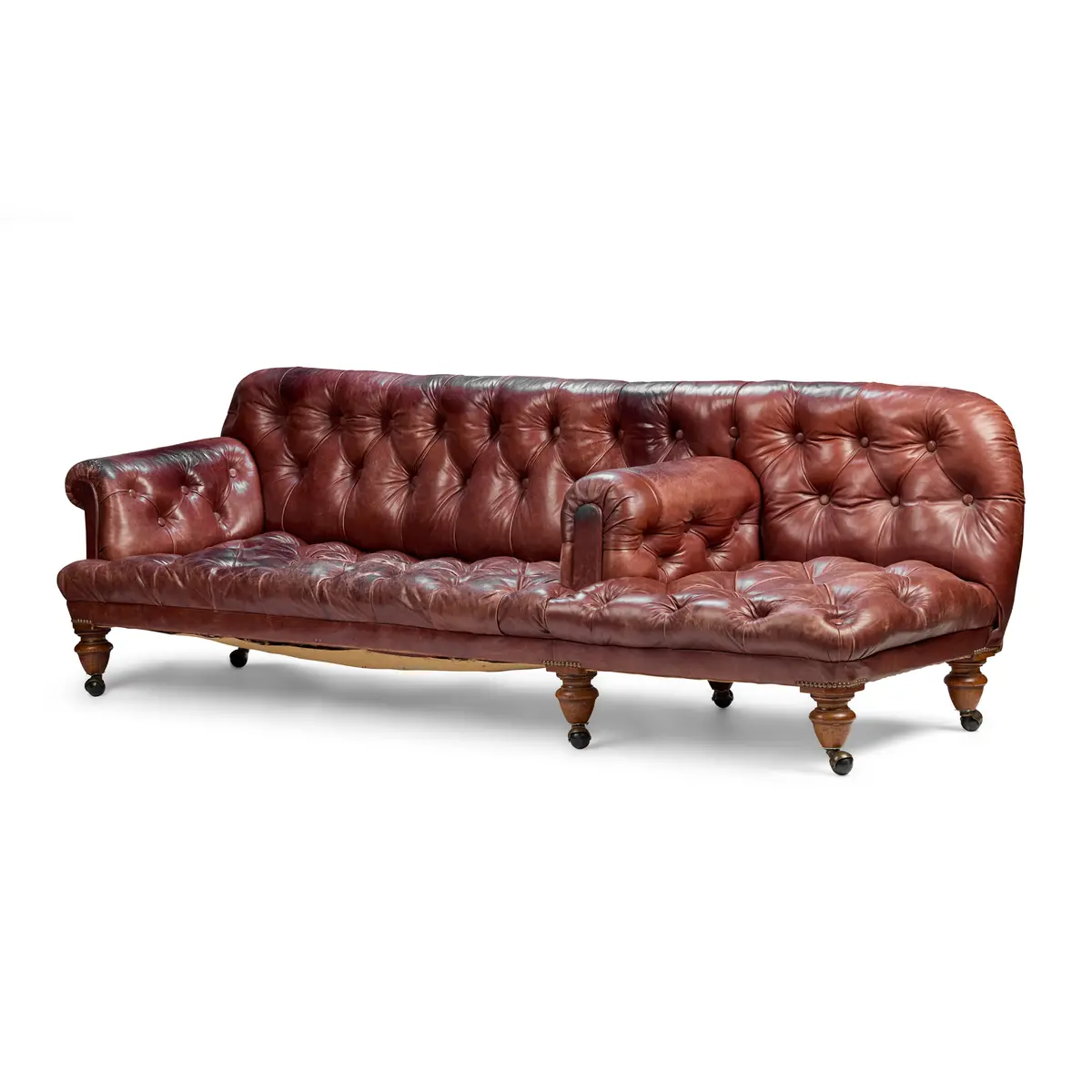 VICTORIAN LEATHER UPHOLSTERED CHESTERFIELD GENTLEMAN'S CLUB SOFA