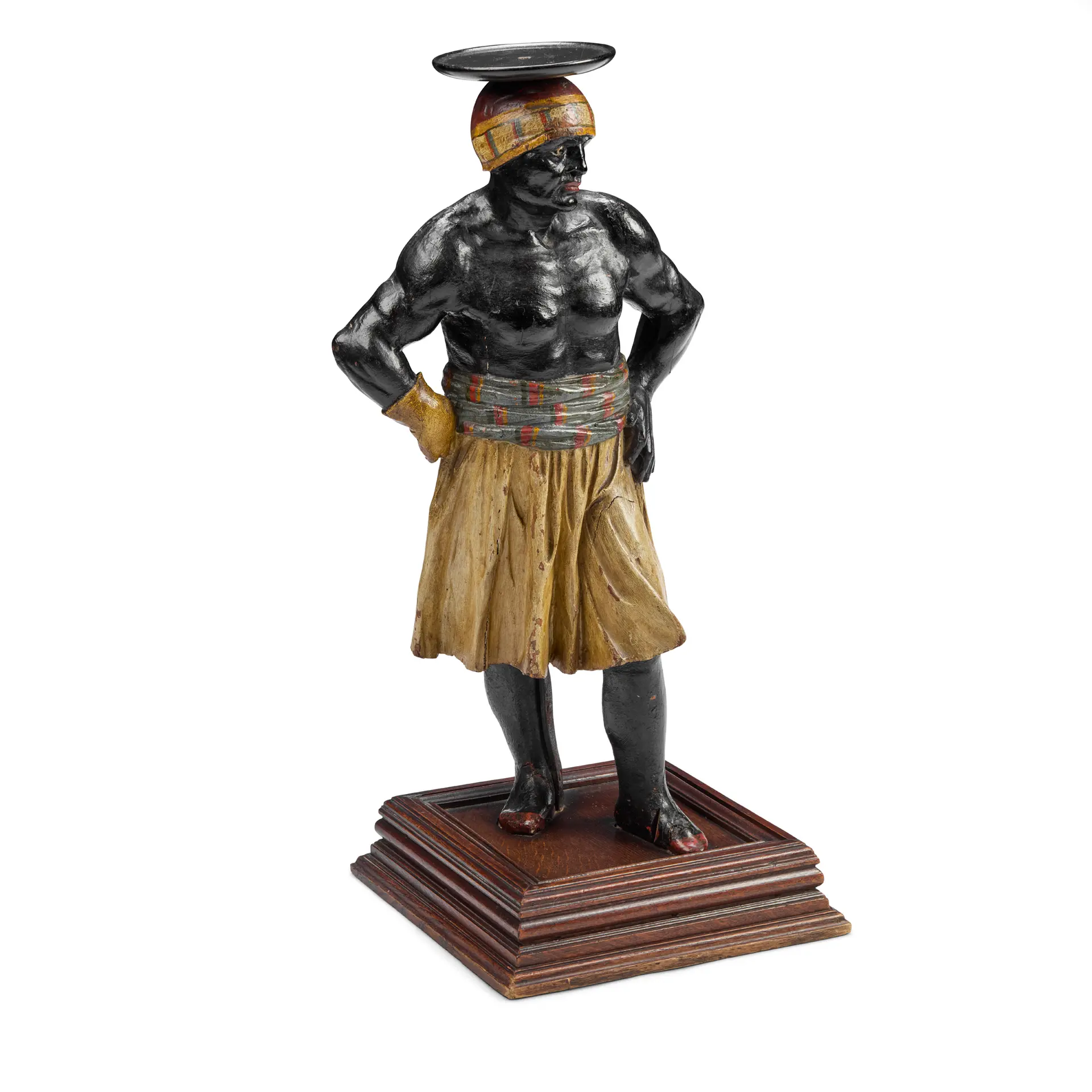 VENETIAN CARVED AND POLYCHROMED BLACKAMOOR STAND