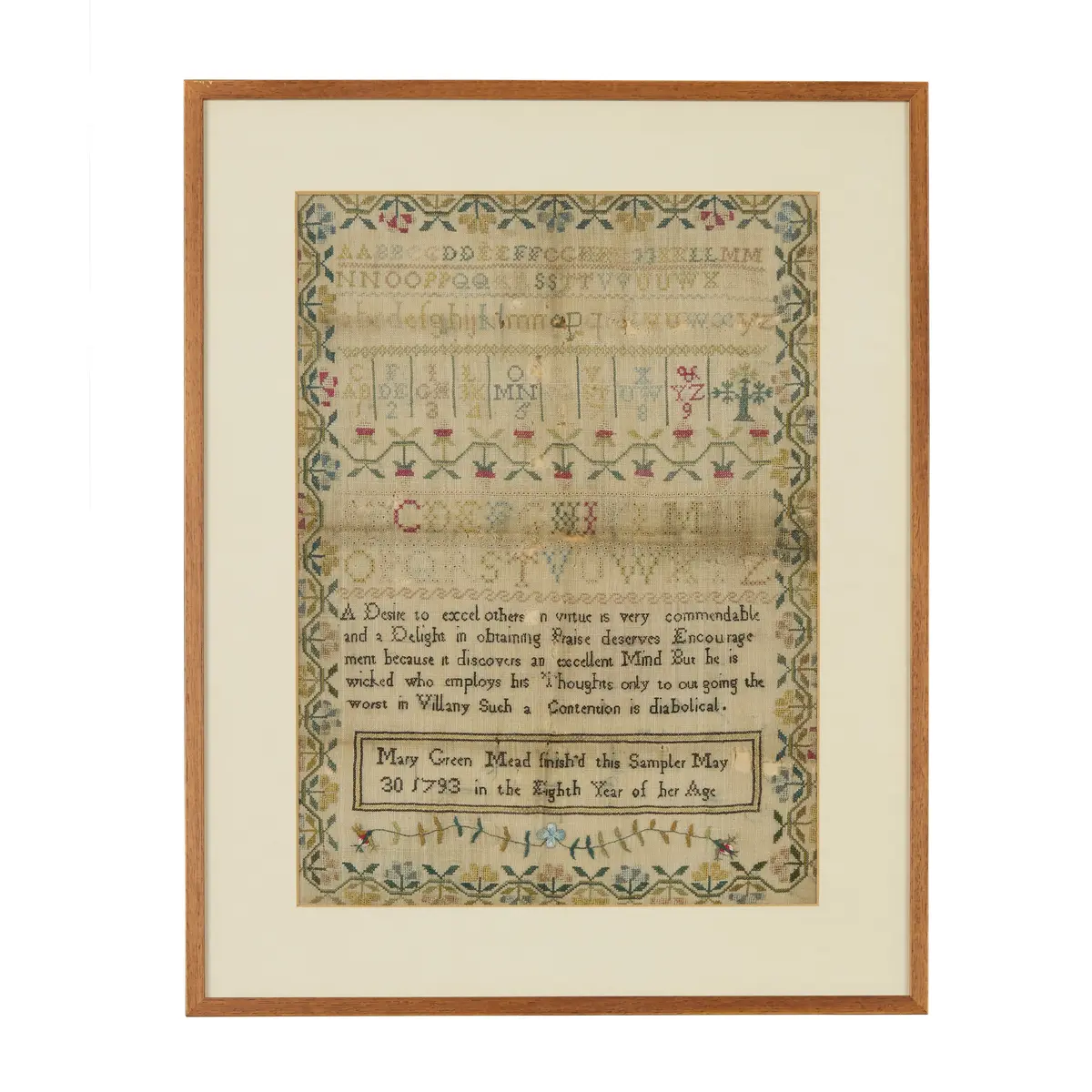 GEORGE III NEEDLEWORK SAMPLER BY MARY GREEN MEAD