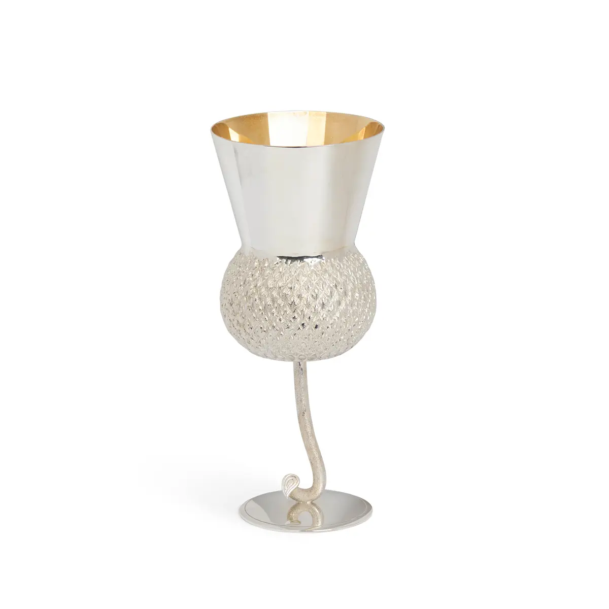 CONTEMPORARY SILVER STEMMED THISTLE GOBLET