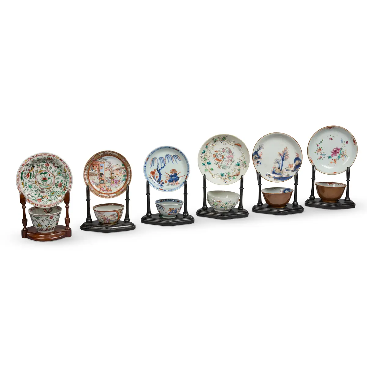 [PRIVATE SCOTTISH COLLECTION, FIFE] SET OF SIX CHINESE FAMILLE ROSE