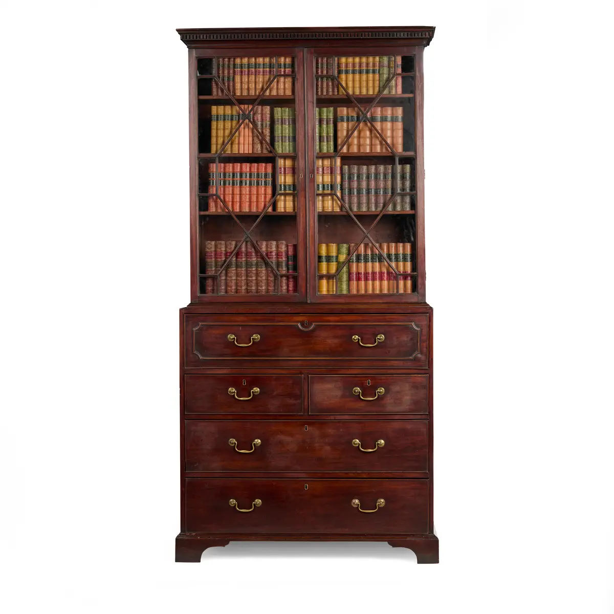 GEORGE III MAHOGANY SECRETAIRE BOOKCASE