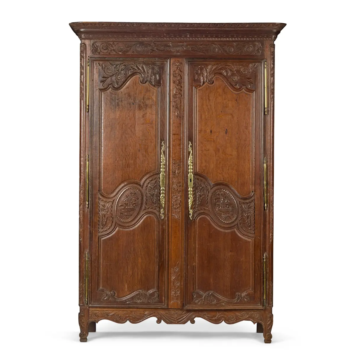 FRENCH PROVINICAL CARVED OAK ARMOIRE