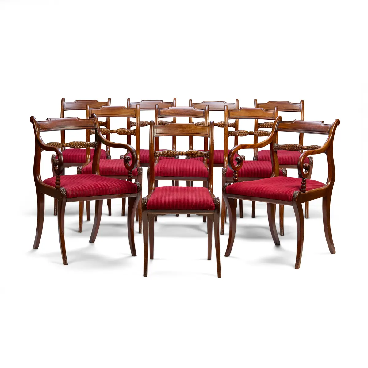 SET OF TEN REGENCY MAHOGANY DINING CHAIRS