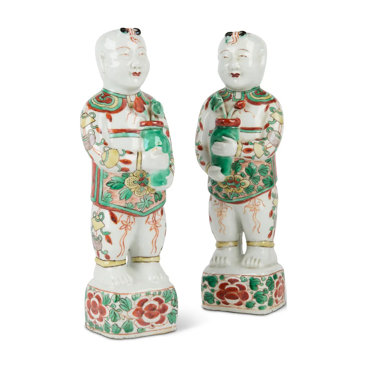 [PROPERTY OF A GENTLEMEN IN ENGLAND] PAIR OF CHINESE WUCAI FIGURES OF BOYS