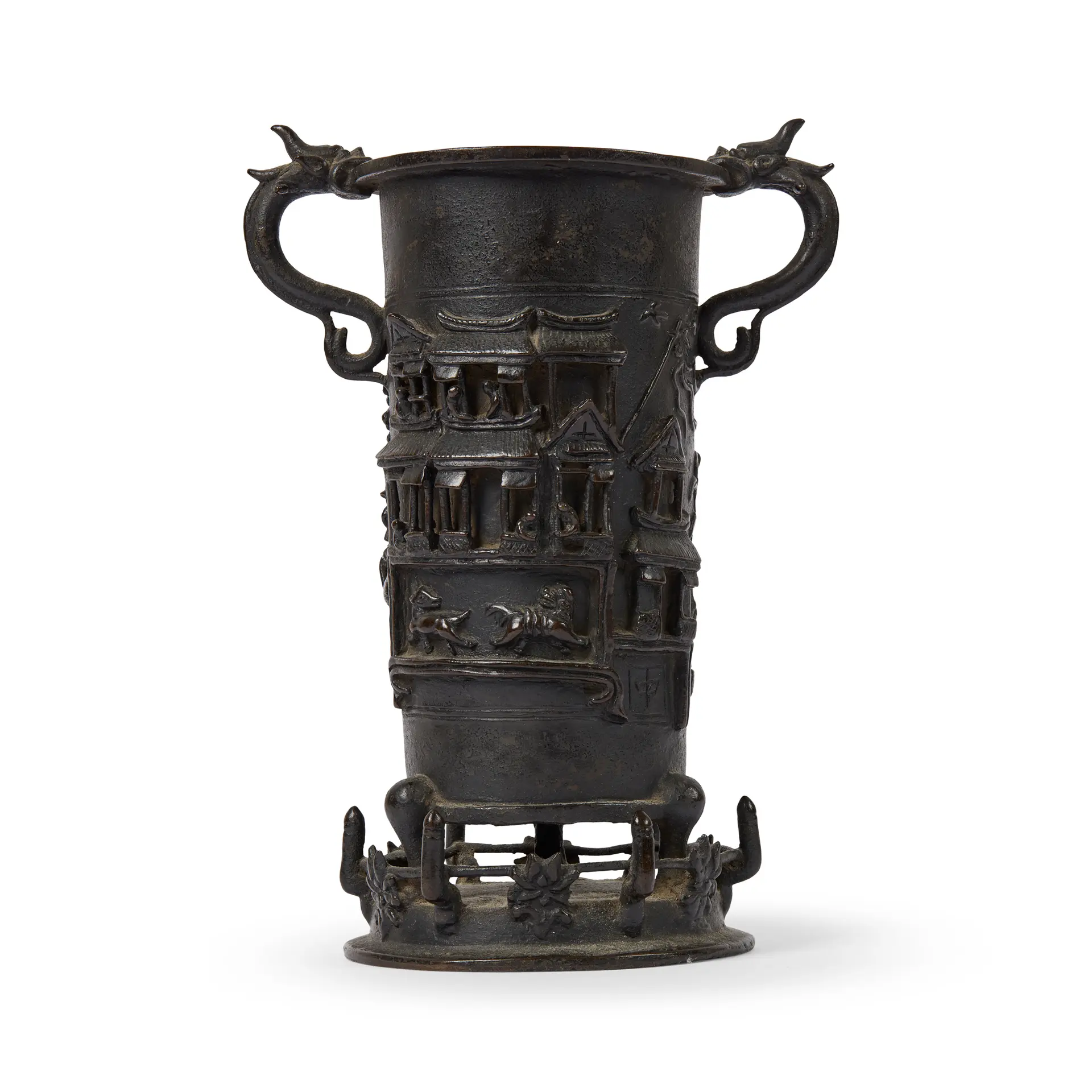 [INCENSE CULTURE] CHINESE BRONZE 'ZHONG' INCENSE-TOOL VASE
