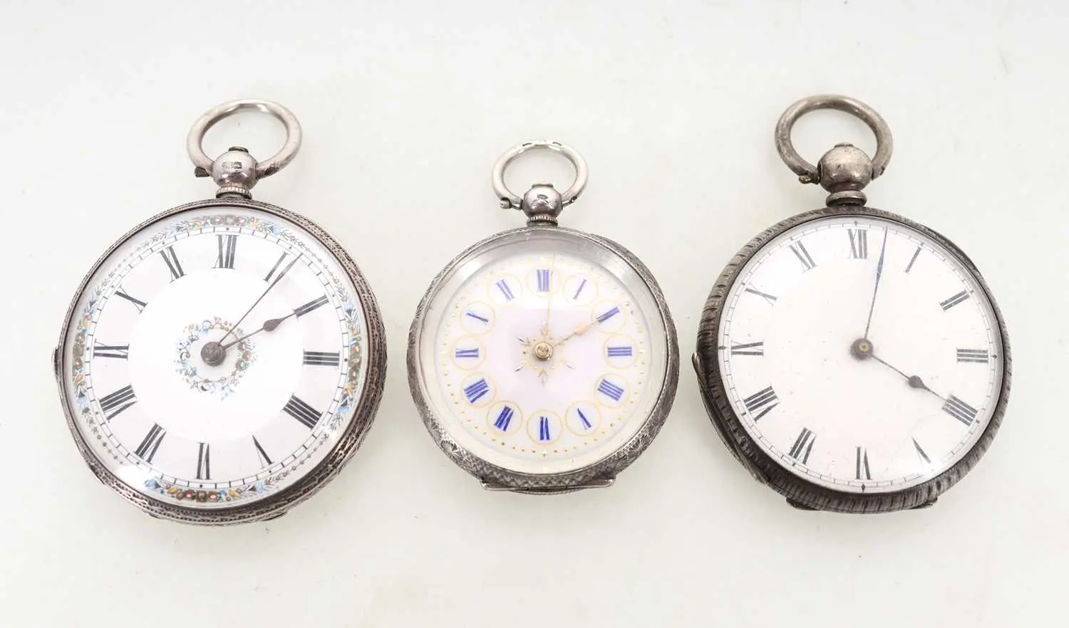 THREE VICTORIAN SILVER FOB WATCHES LATE 19TH CENTURY