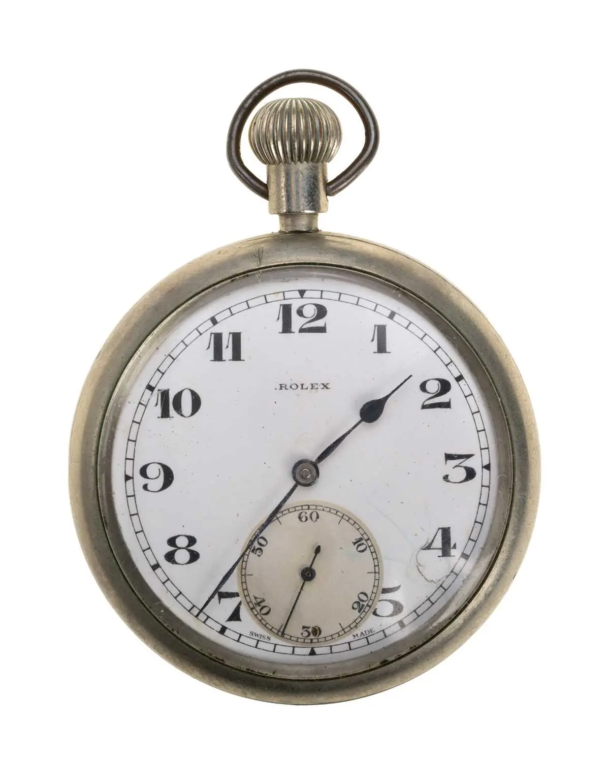 RARE: WWI ROLEX MILITARY OPEN FACE POCKET WATCH