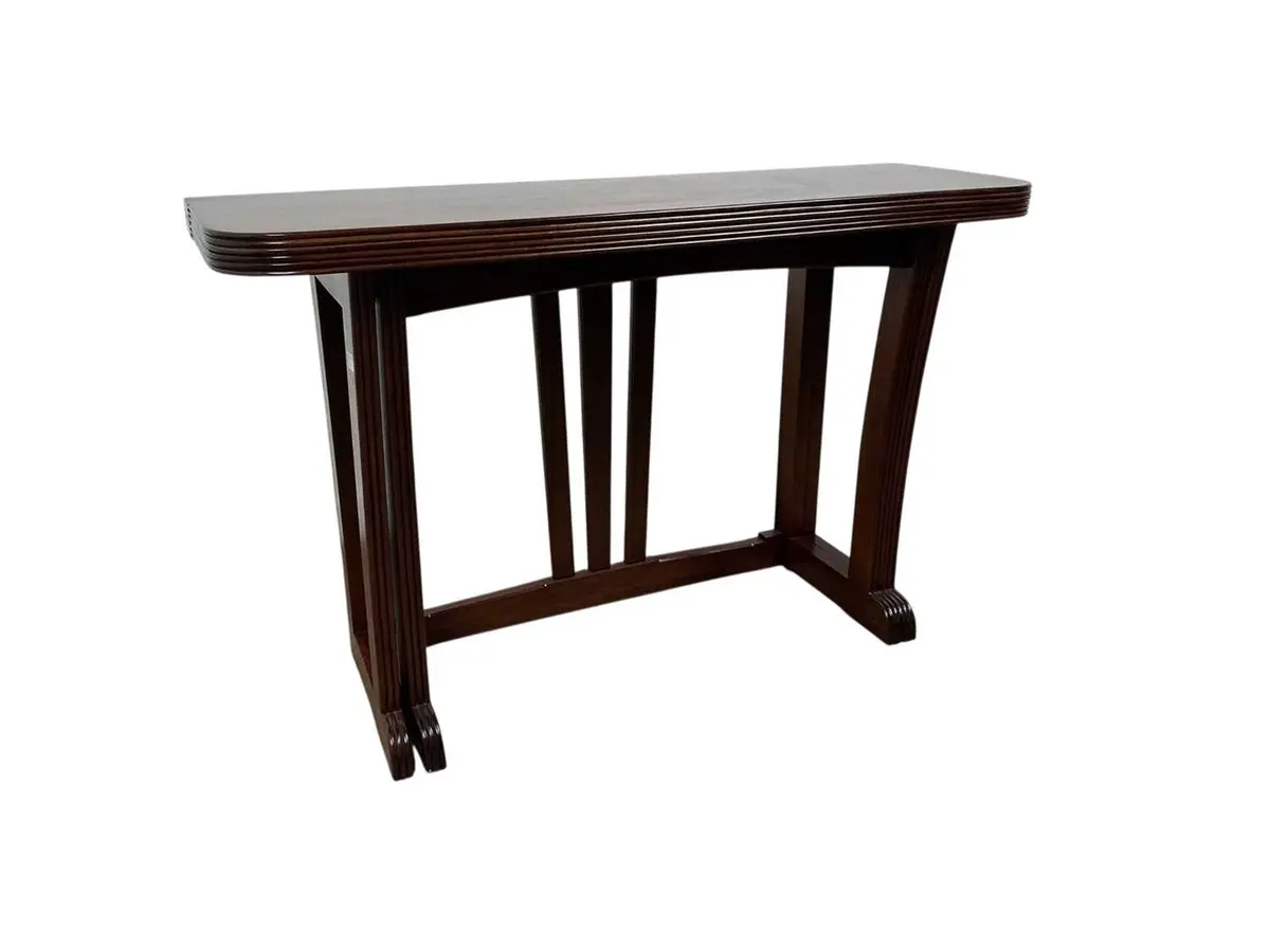 MAHOGANY TURNOVER CONSOLE TABLE LATE 20TH CENTURY