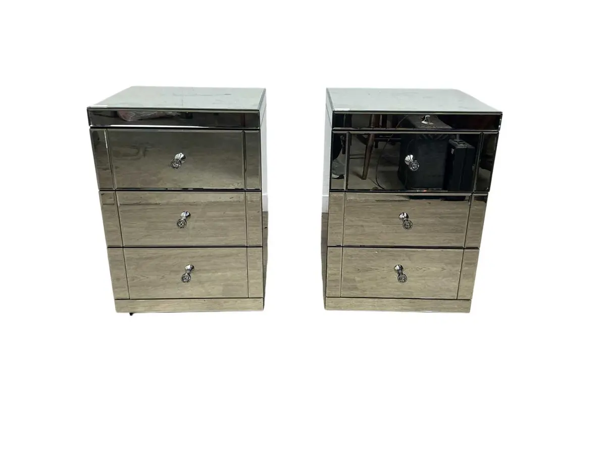 PAIR OF MIRRORED BEDSIDE CHESTS LATE 20TH CENTURY