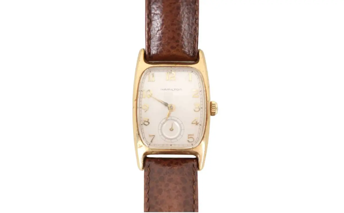 HAMILTON AMERICAN CLASSIC BOULTON GOLD PLATED QUARTZ WRIST WATCH