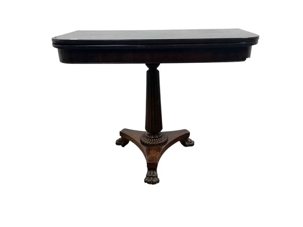 MAHOGANY TURNOVER TEA TABLE LATE 19TH CENTURY