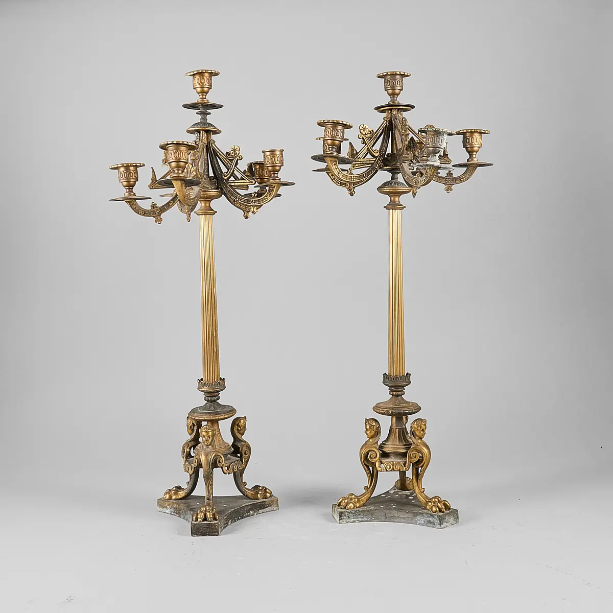 KANDELABRAR 1 PAR, 1800-tal, Empirestil.