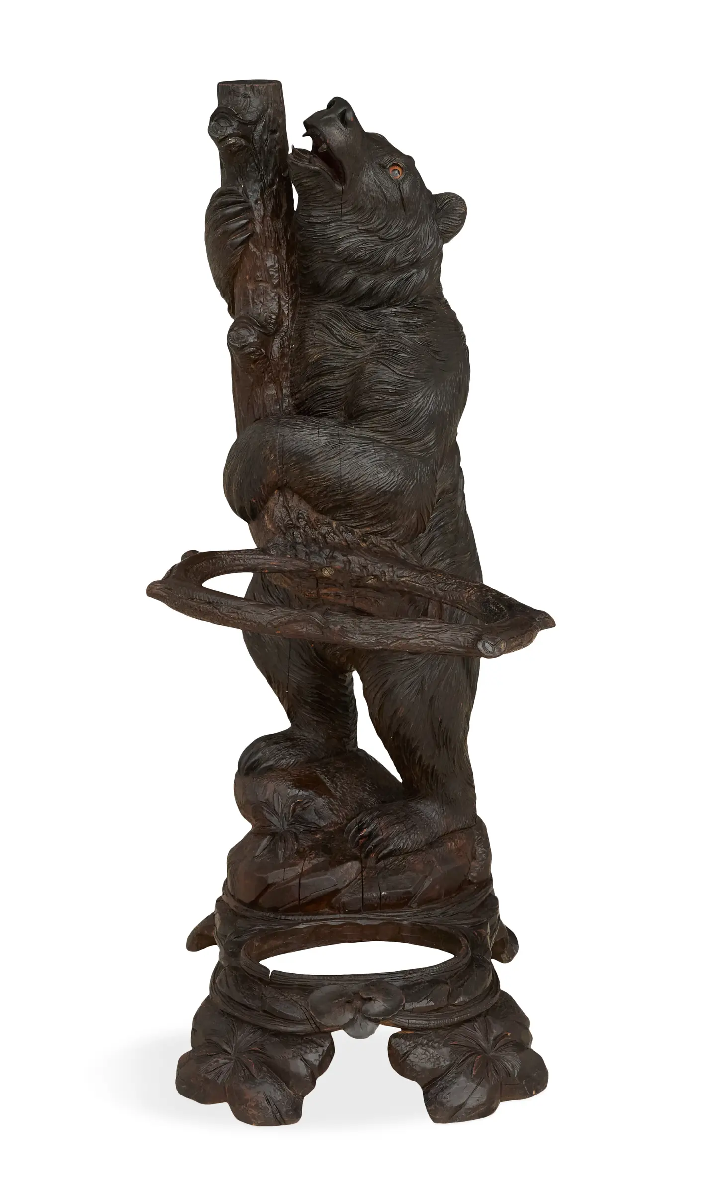 Swiss Black Forest Figural Carved Umbrella Stand
