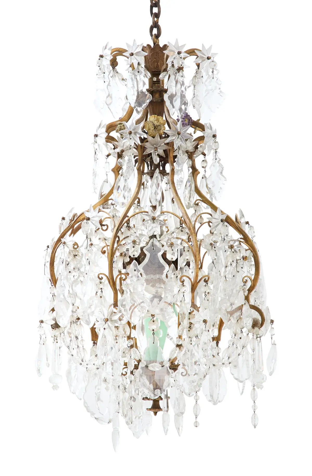 French Gilt-Bronze and Crystal Chandelier