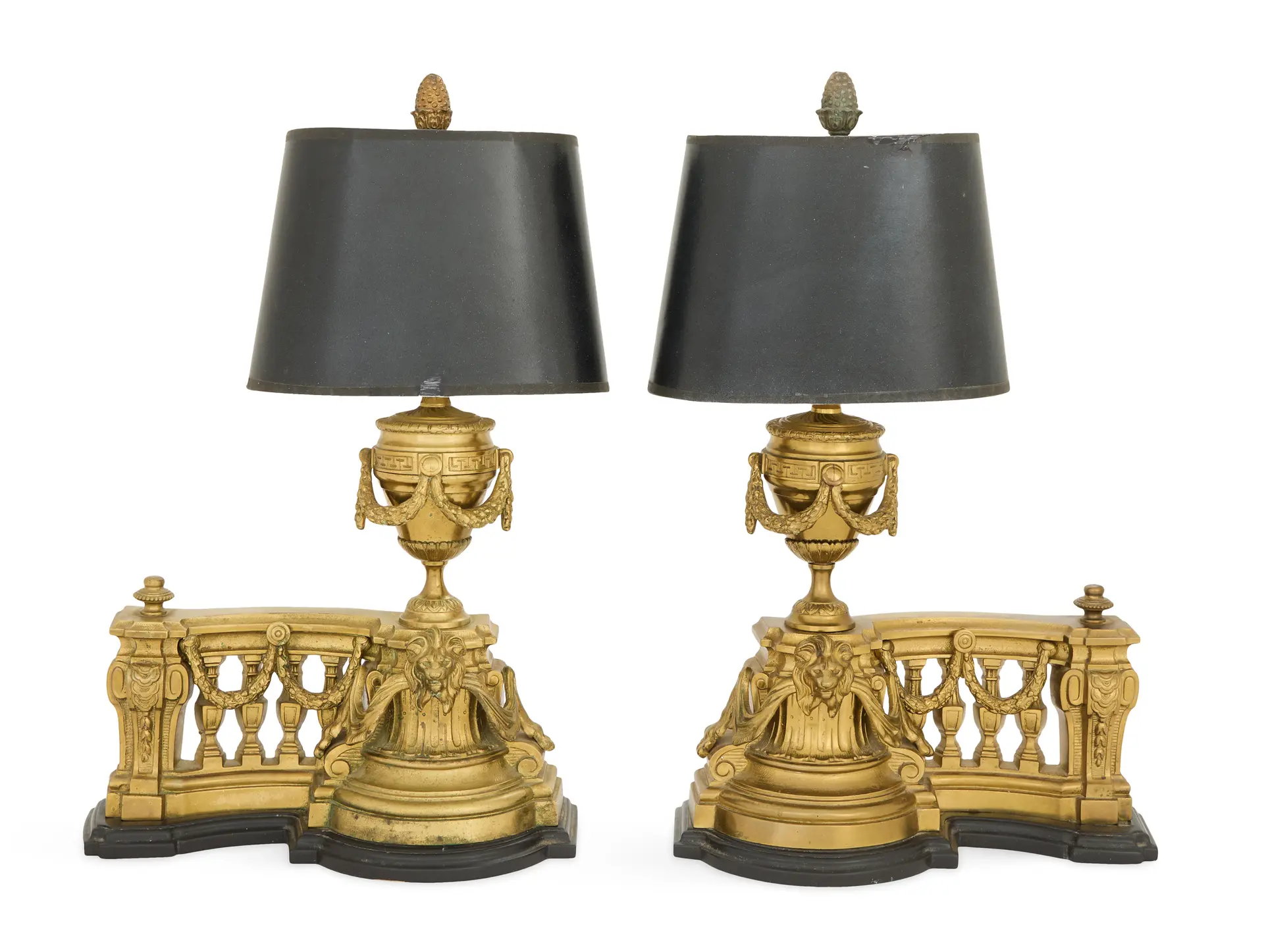 Pair of Napoleon III Bronze Chenet Lamps