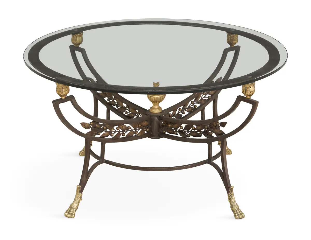 Wrought-Iron, Brass and Plate-Glass Coffee Table