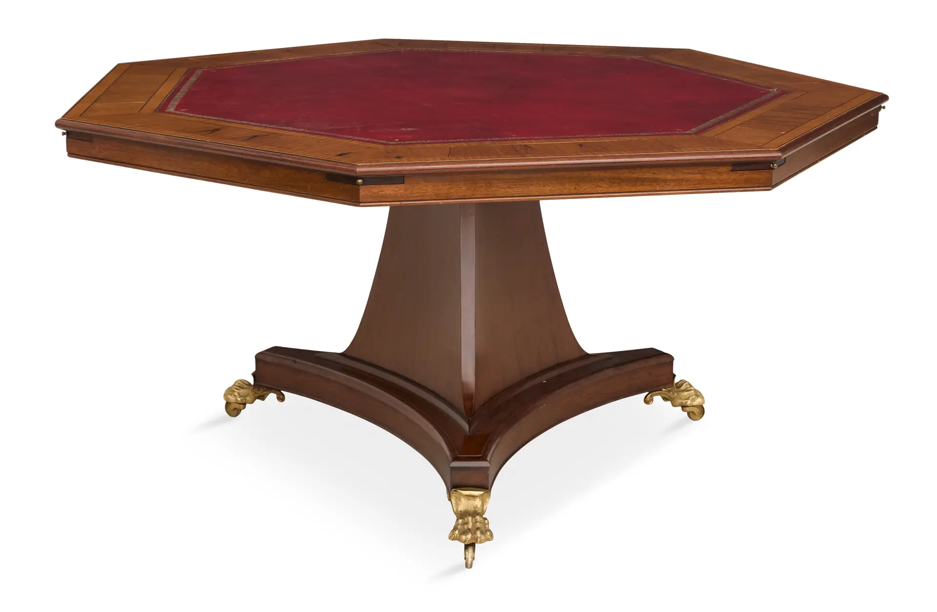 Custom-Made Mahogany and Satinwood Poker Table