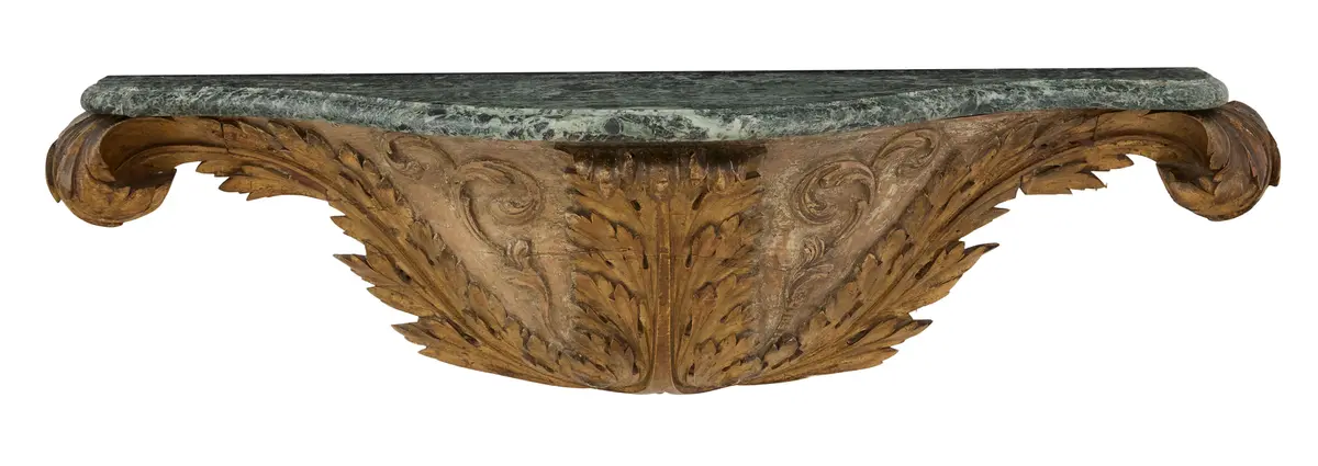 Parcel-Giltwood and Marble Console Bracket