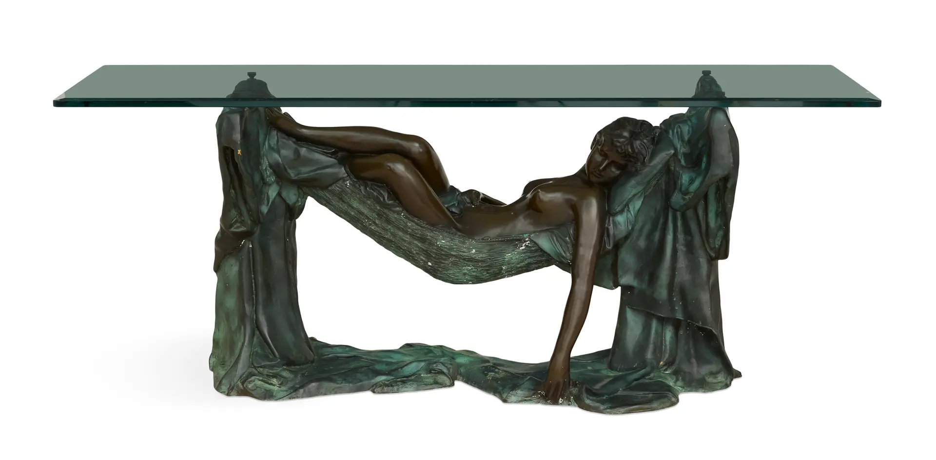 Contemporary Double-Patinated Bronze Figural Table