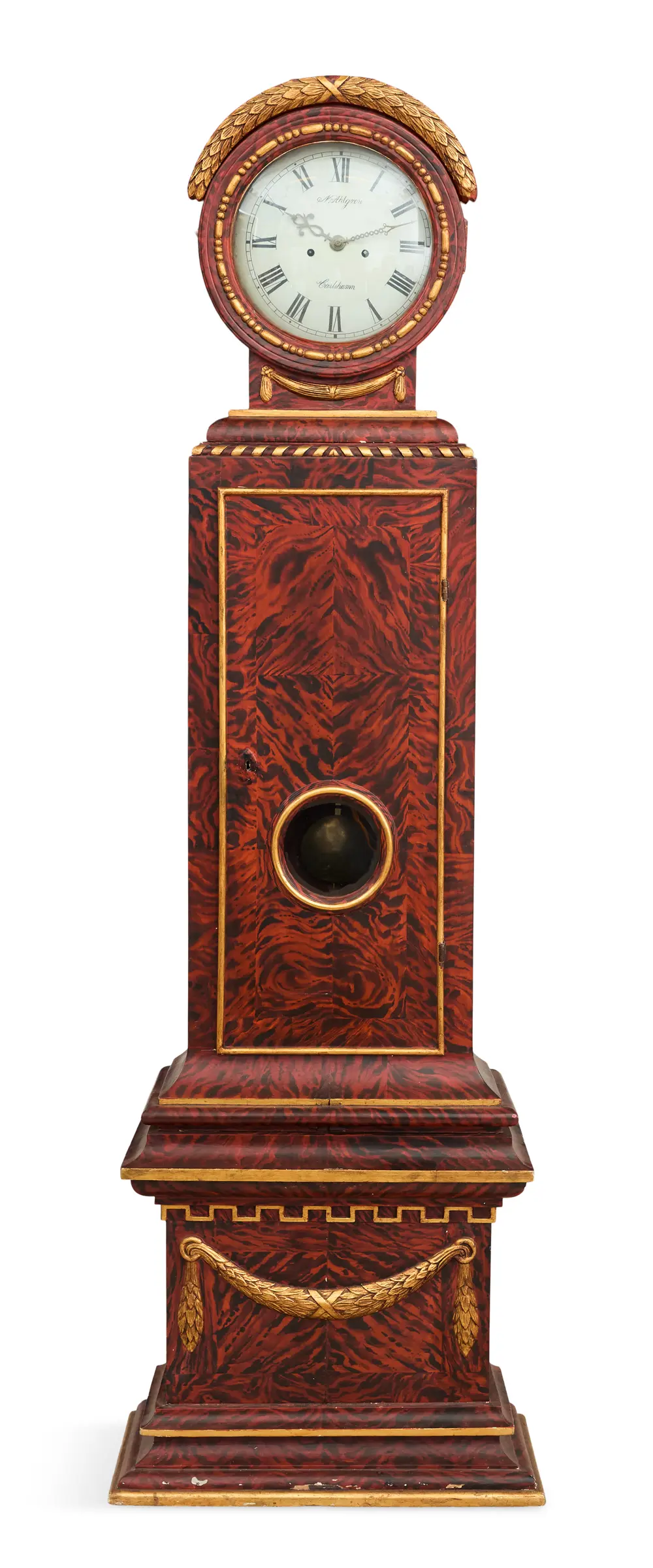 Swedish Faux-Tortoiseshell-Grained Tall Case Clock