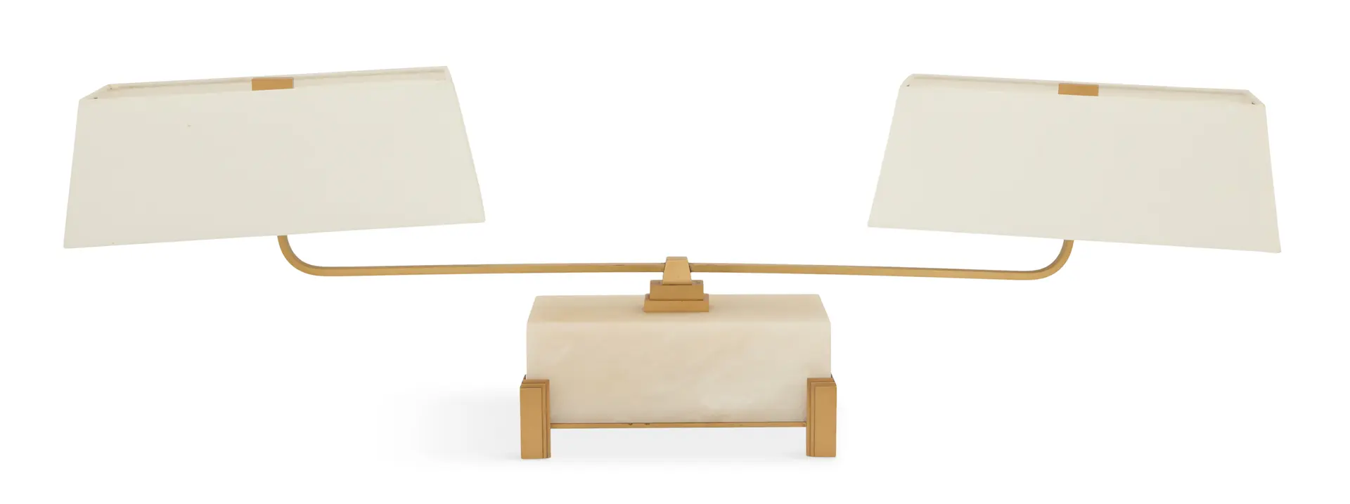 Art Deco-Style Alabaster Dual Arm Table Lamp