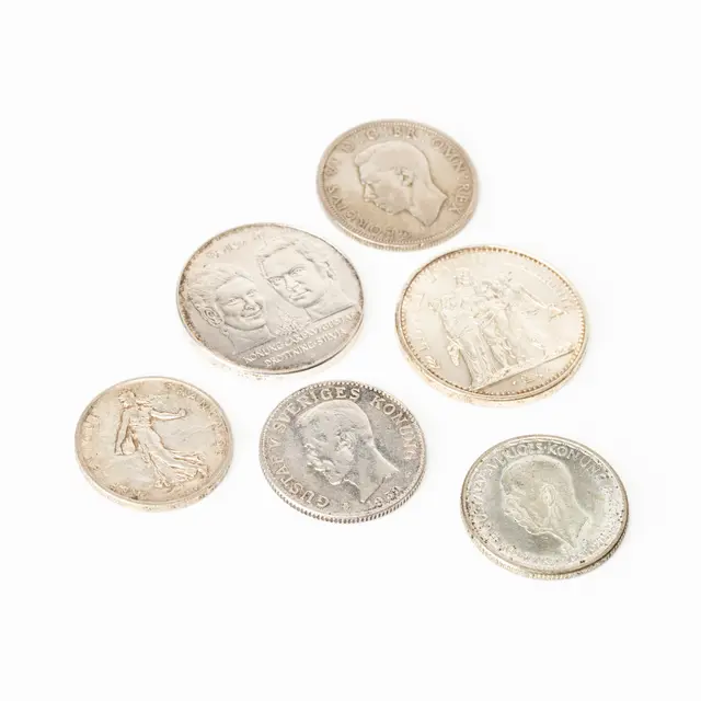 MYNT, 6 st, silver 40-90%.