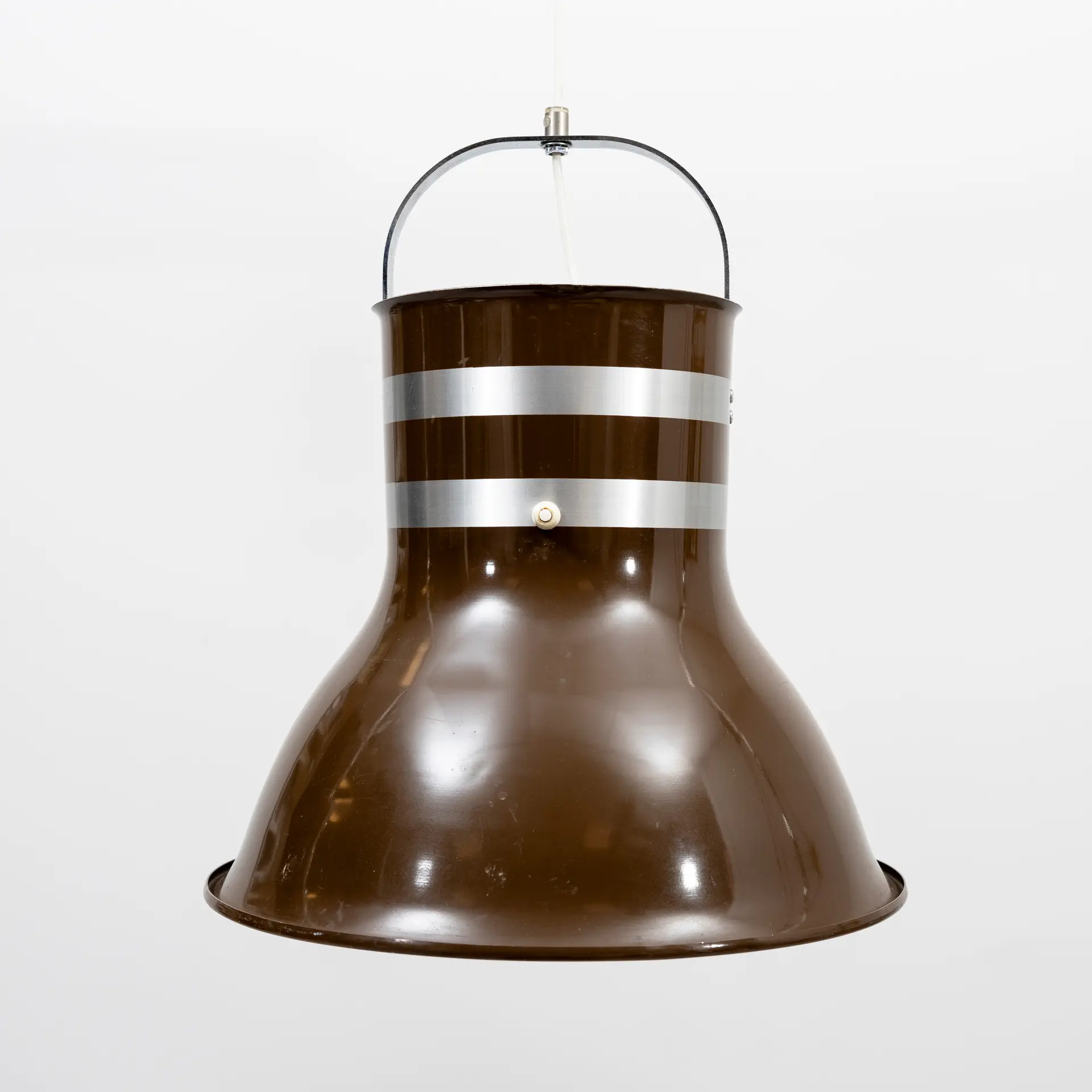 PER SUNDSTEDT. Taklampa, "Hinken", brunlackerad plåt, Kosta Lampan, 1970-tal.