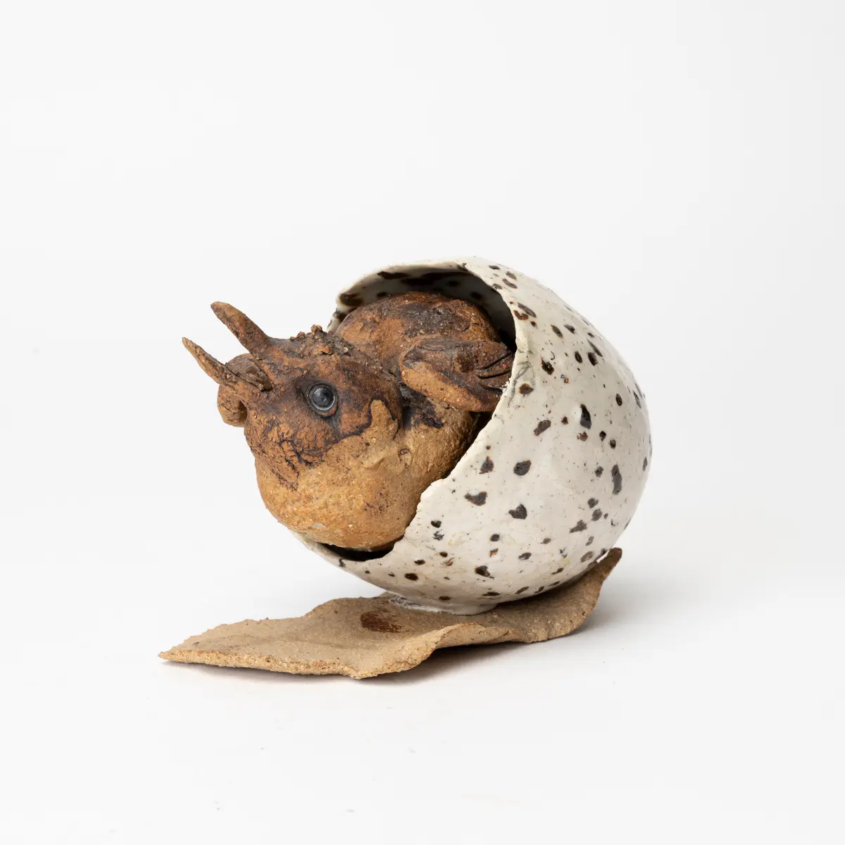 DAGNY ZACHRISSON. Skulptur, lergods, Fågelunge, signerad, Dagny.