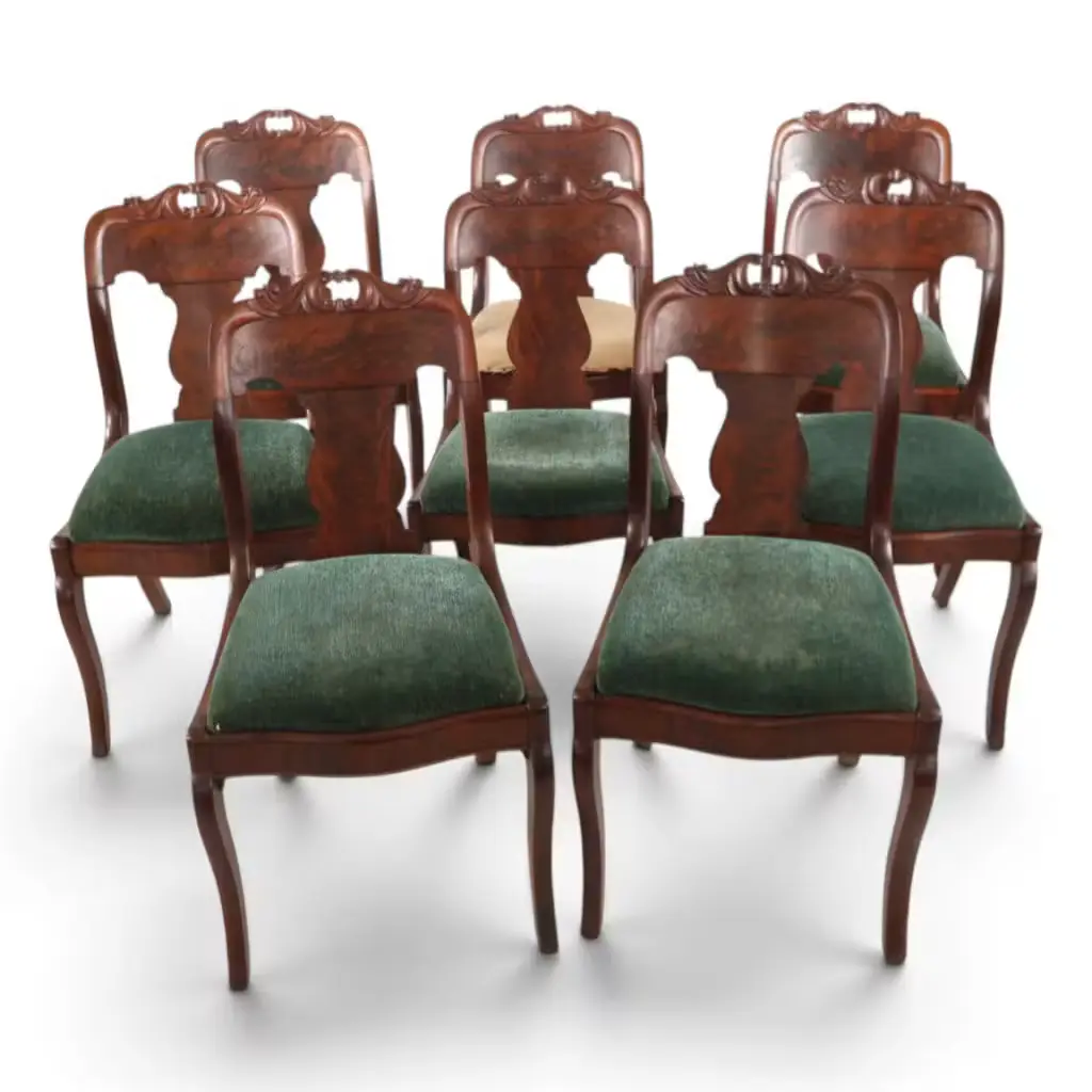 Lot 139: Seven Gothic Revival Mahogany Gondola Chairs