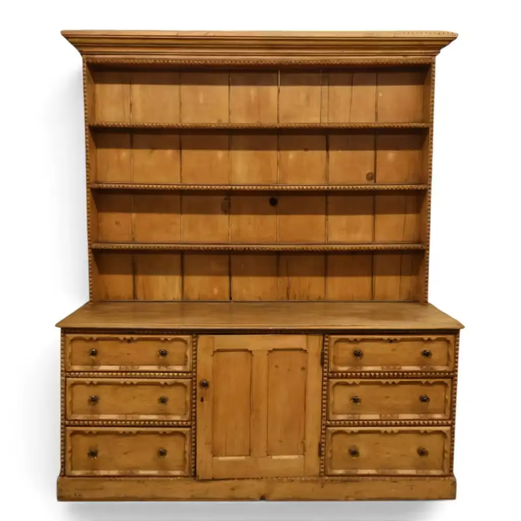 Lot 97: English Country Pine Dresser & Rack