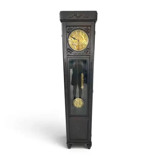 Lot 243: Continental Jugendstil Oak Longcase Clock