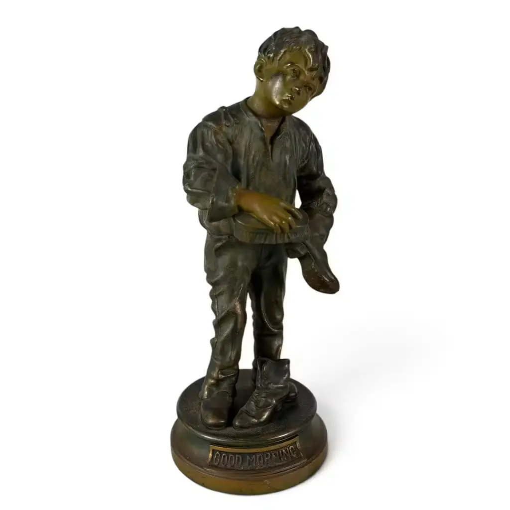 Lot 222A: Good Morning Bronzed Shoeshine Boy Figure