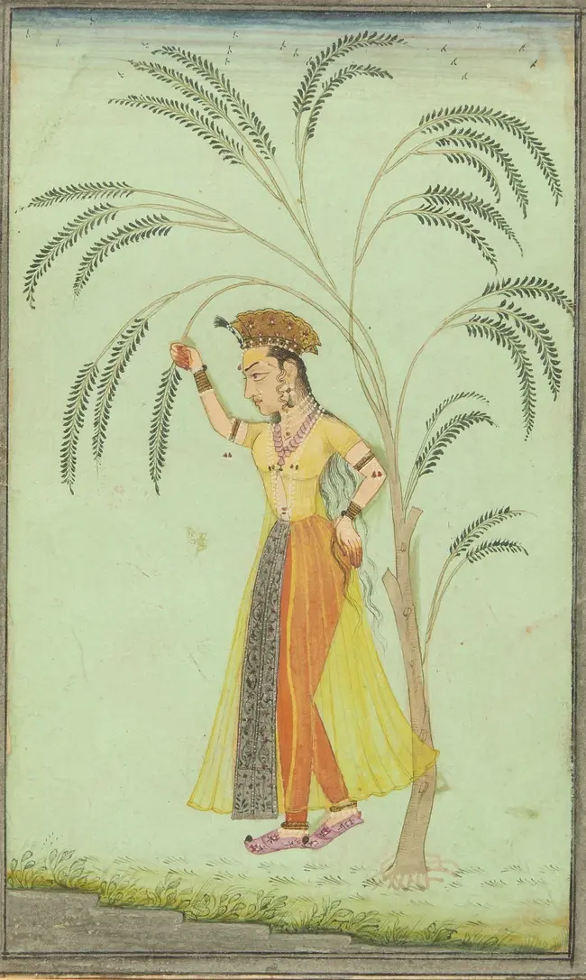 A maiden clasping a tree branch
