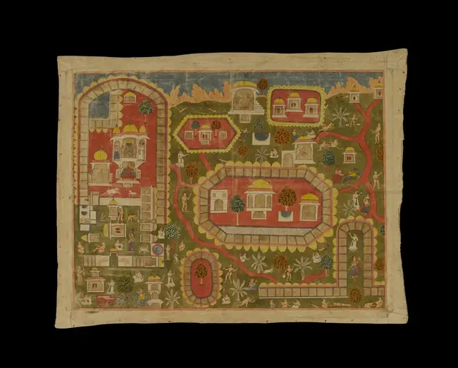 A Jain Pata or pilgrimage map,Gujarat