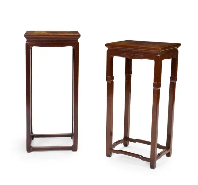 A Chinese hongmu incense stand and an elm incense stand...