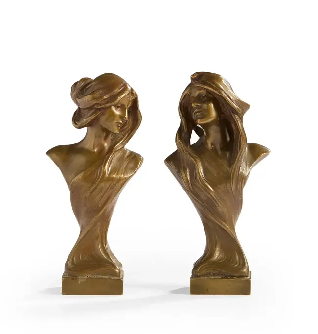 Franz Gruber (1878-1945) Pair of Art Nouveau busts