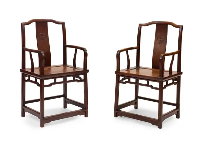 A pair of Chinese hongmu 'chilong' armchairs Late Qing...
