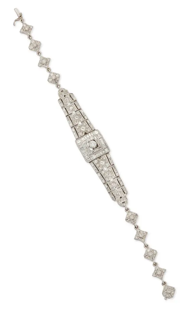 A diamond set panel bracelet