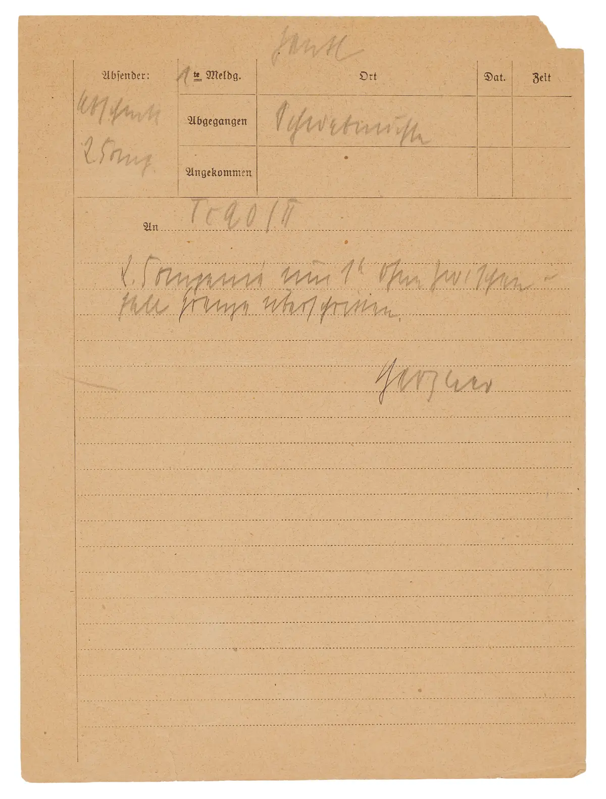 Hans-Albrecht Herzner Autograph Telegram Signed - The First Military