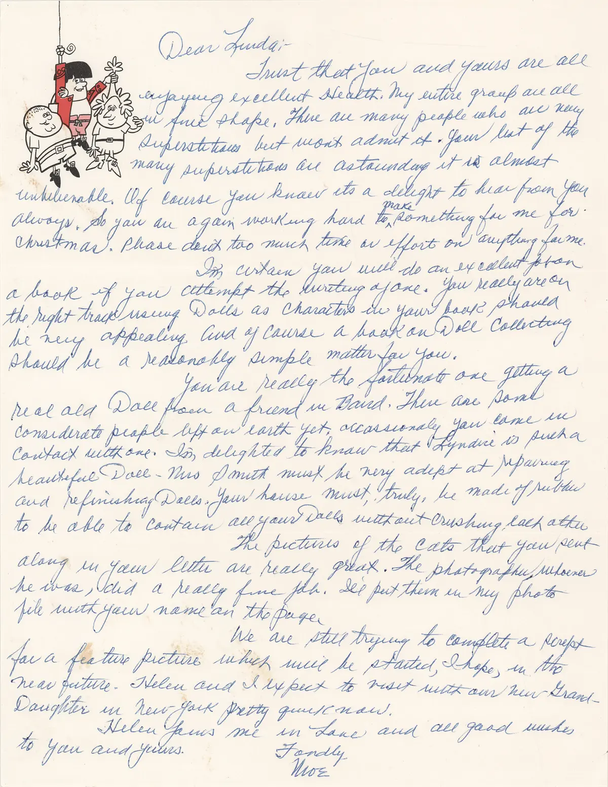 Three Stooges: Moe Howard Autograph Letter Signed