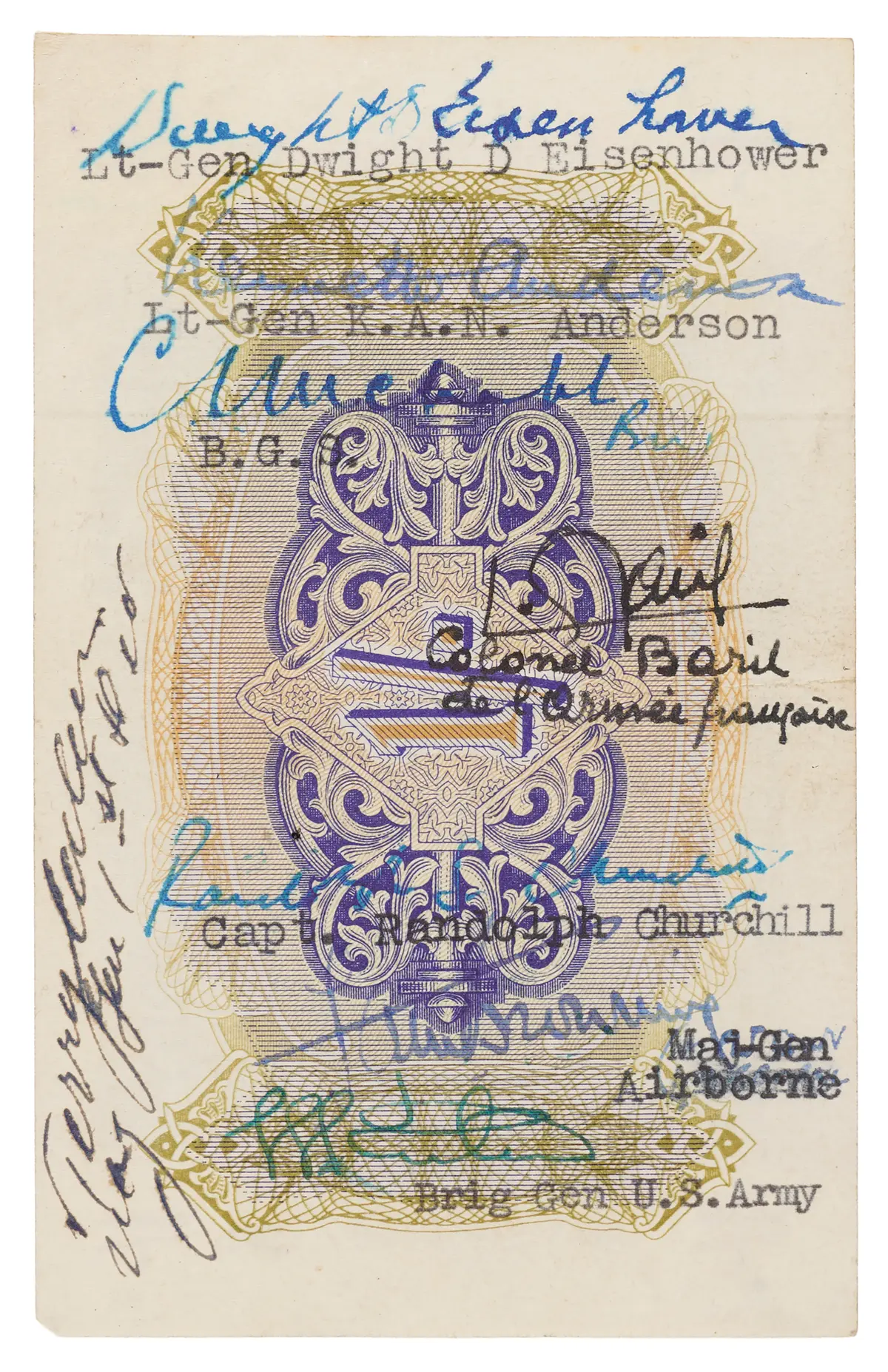Dwight D. Eisenhower and WWII Officers Signed Short Snorter