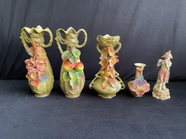 Miscellaneous Royal Dux - a pair of art nouveau vases modelled in