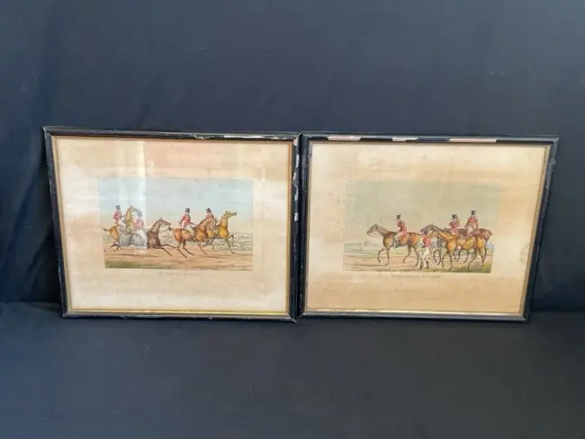 Thomas Alken, a pair of handcoloured lithographs, mounted huntsmen